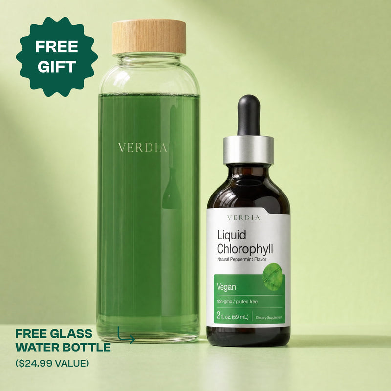 Verdia Chlorophyll Drops with free glass water bottle