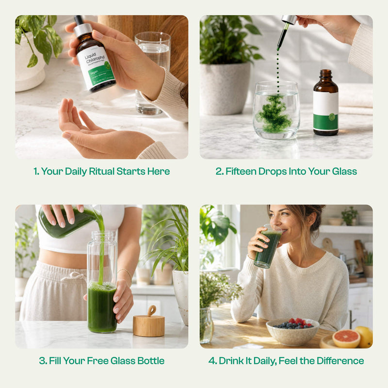 Your daily ritual: shake, fifteen drops, fill, drink
